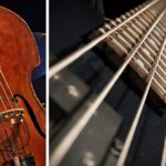 man playing standup bass, another man playing electric bass