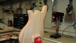early stage of electric bass construction
